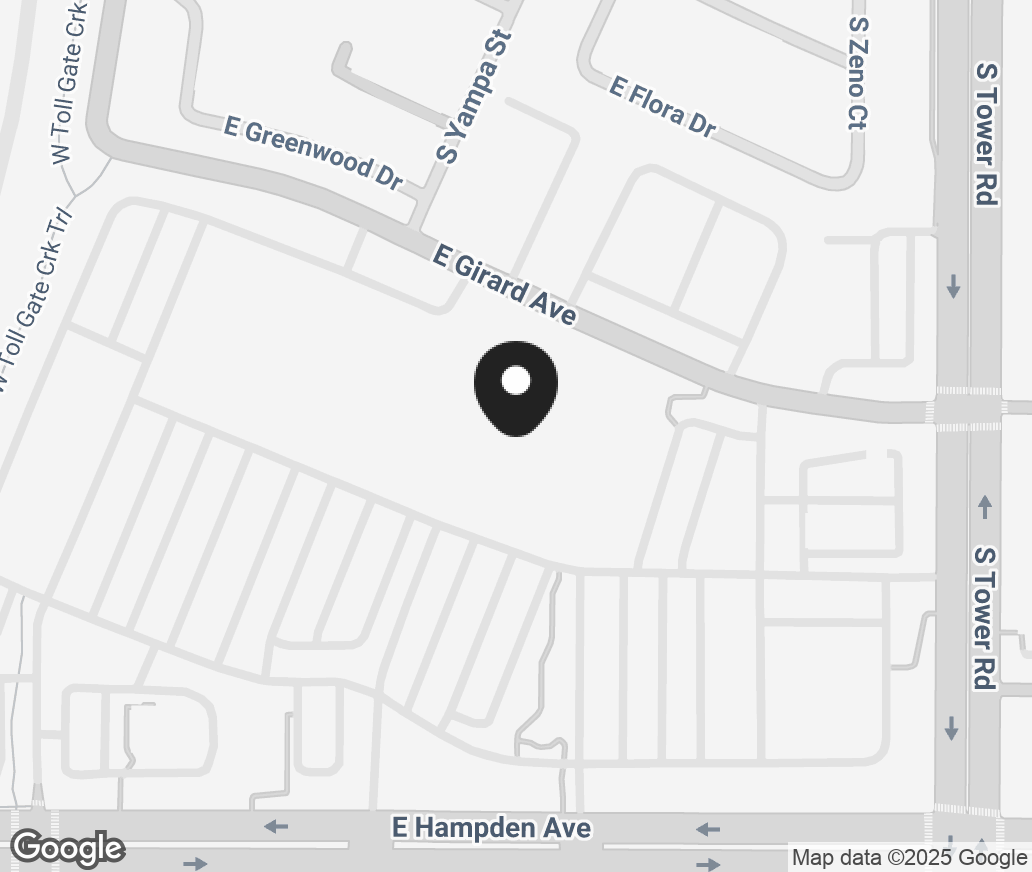 Google Map of 18307 E Hampden Ave, Aurora CO 80013