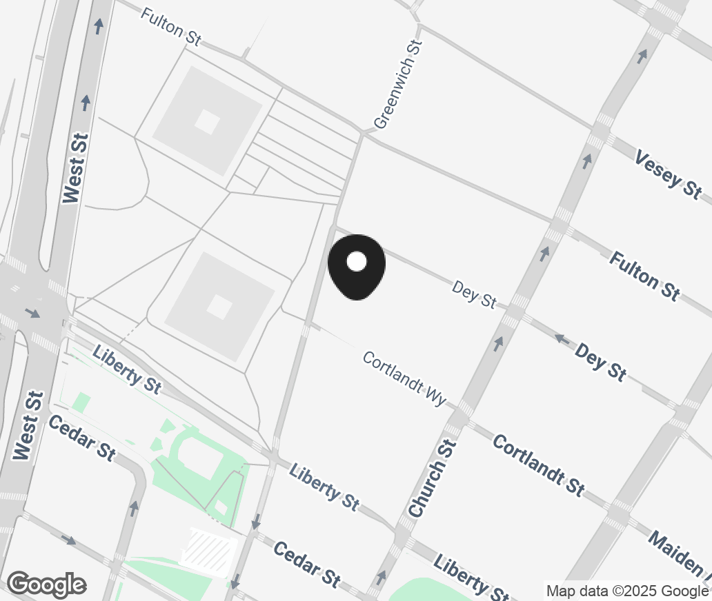 Google Map of 185 Greenwich Street Suite LL4305 (C2), New York NY 10007