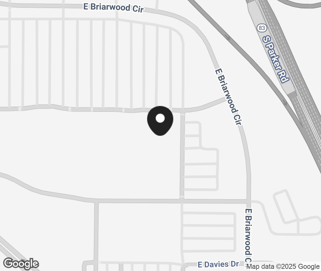 Google Map of 15800 East Briarwood Circle, Aurora CO 80016