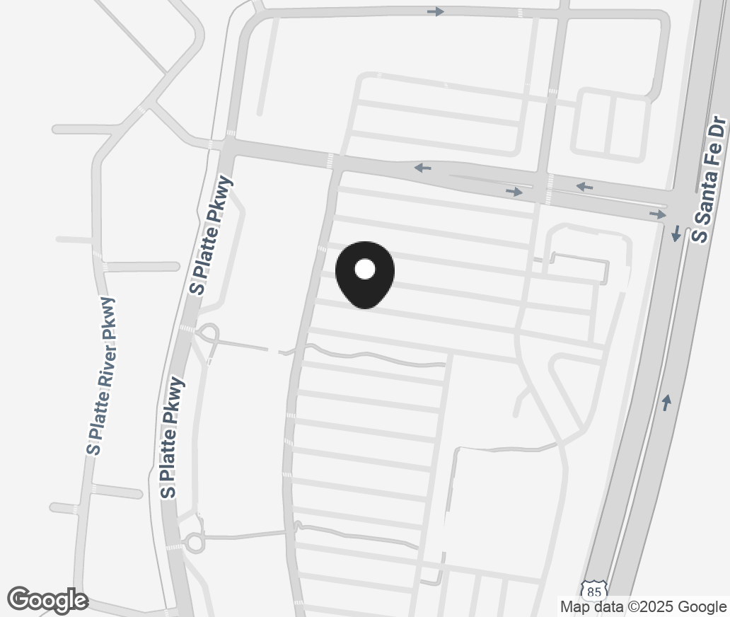 Google Map of 7301 South Santa Fe Dr, Littleton CO 80120